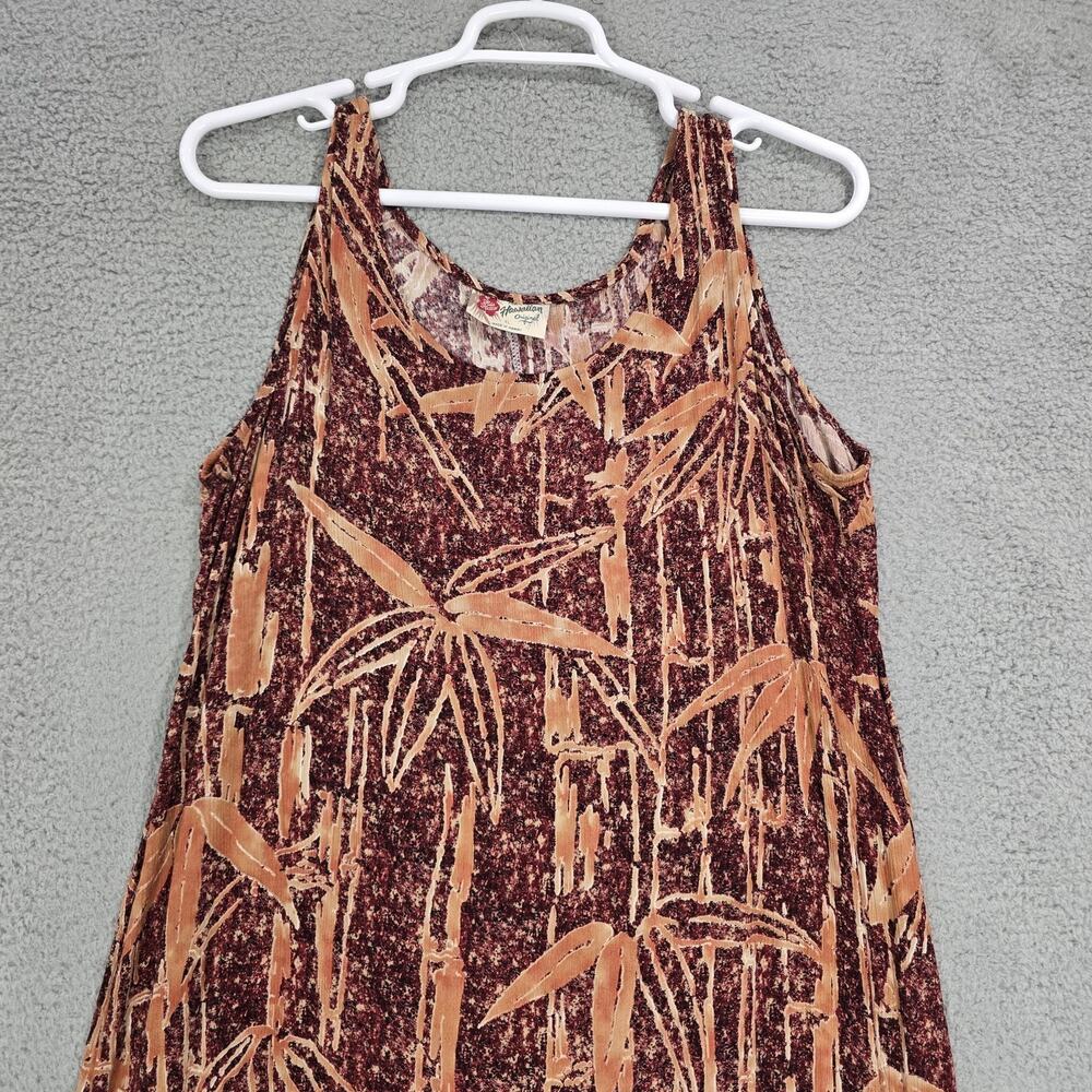 Vintage Hilo Hattie Hawaiian Maxi Dress XL Made in Hawaii Rayon Bamboo Tropical - Picture 5 of 16